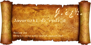 Javorszki Árpád névjegykártya